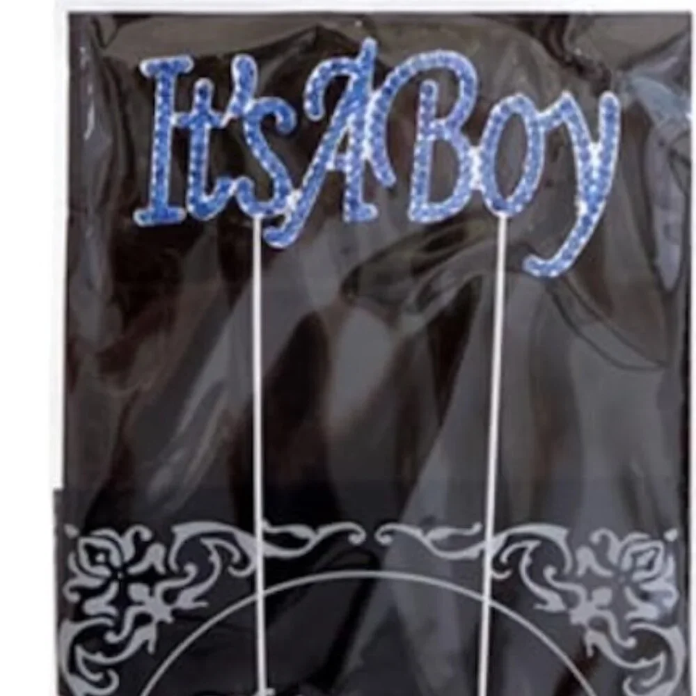 It's A Boy Cake Topper Blue Rhinestone Metal Decoration Baby Shower Centerpiece